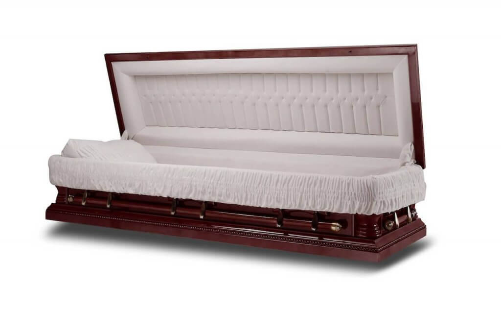 Open Full-Couch Casket on White Background