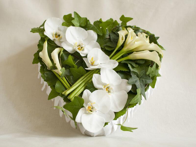 Orchids Arranged in a Heart Shaped Wreath