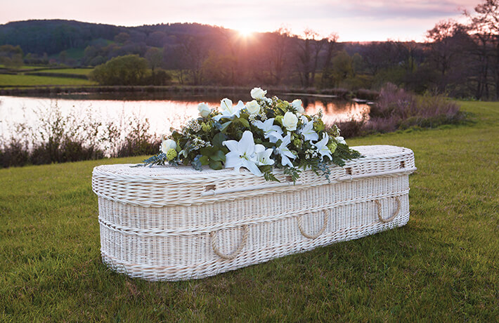 beautiful wicker casket example
