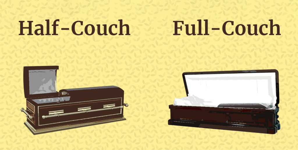 Half-Couch vs Full-Couch Casket Compared Side by Side on Custom Background