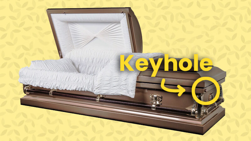 metal sealing casket with keyhole labeled