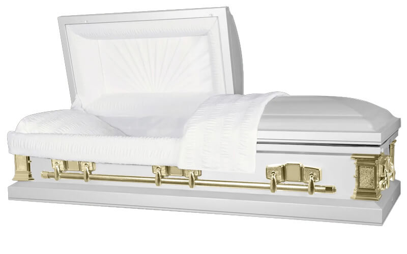 premium white gold casket satin series