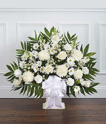 Floral Basket with White Roses
