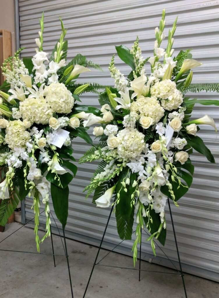 White Standing Spray Example for a Funeral