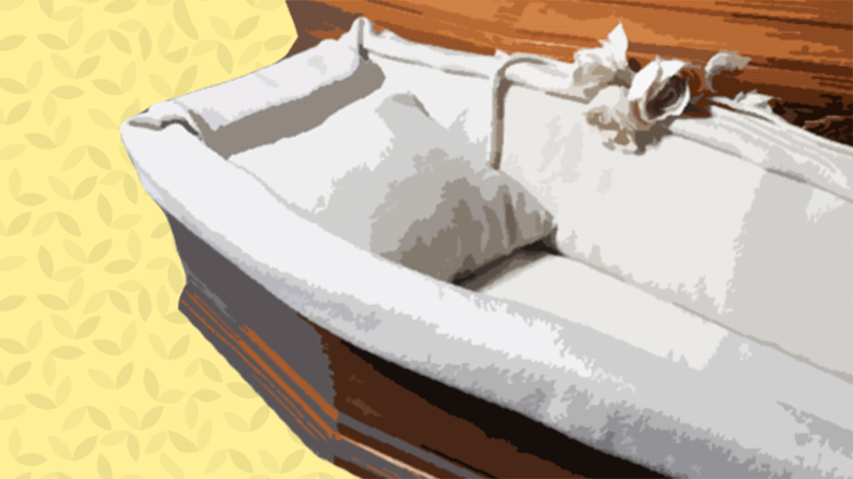 Pillow in Casket on Stylized Background