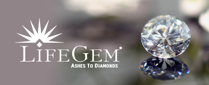 lifegem logo and cremation diamond with ashes to diamond slogan