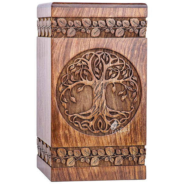 wood urn from intaj